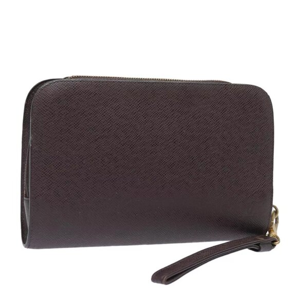 LOUIS VUITTON Taiga Baikal Clutch Bag Acajou - Picture 1 of 16